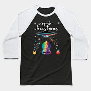 Cosmic Rainbow Christmas Moon and Stars Baseball T-Shirt